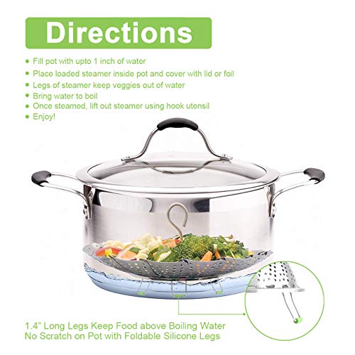 Stainless Steel Steamer Basket (5.1" to 9.5")