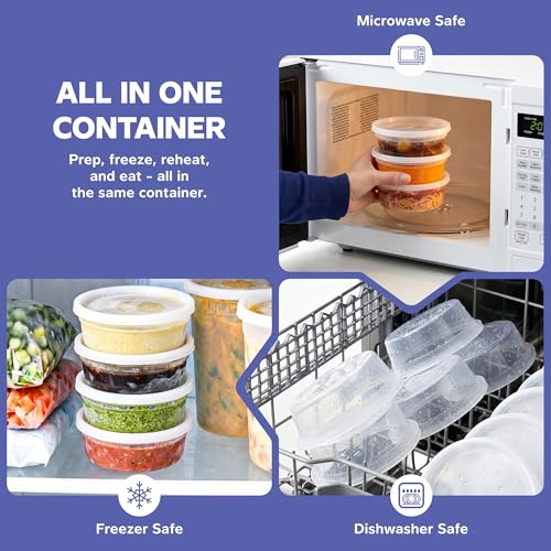 8 oz Plastic Deli Containers with Lids [48 Sets] Food Storage (8 oz)