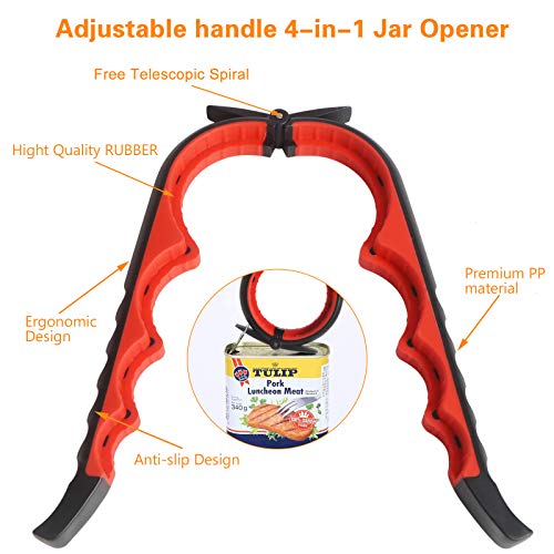 Jar Opener Bottle Opener for Weak Hands (New red)