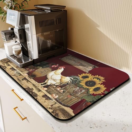 Kitchen Countertop Dish Drying Mat (Burgundy / 23" x 15")