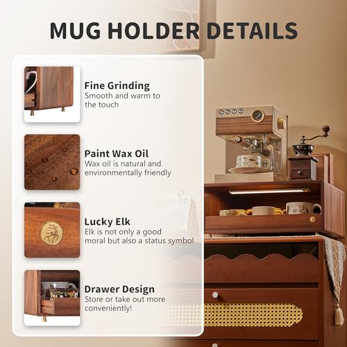 Wooden Coffee Station Storage Rack with Drawers (Single-layer Storage)