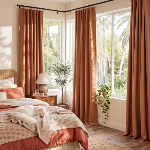 Burnt Orange 100% Blackout Fall Curtains 84 Inch Long for Dining (Burnt Orange / 52"W x 84"L (Pack of 2))