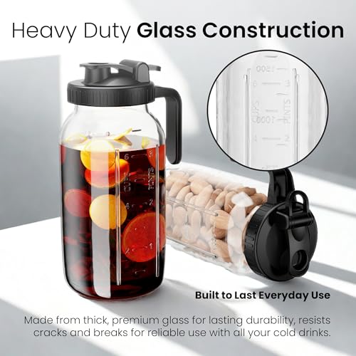 64oz Mason Jar Pitcher (black+black / 4.25"W x 10.2"H)