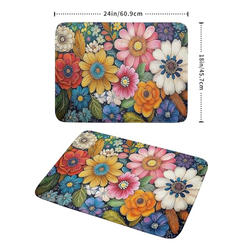 Boho Flower Dish Drying Mat (24" x 18")
