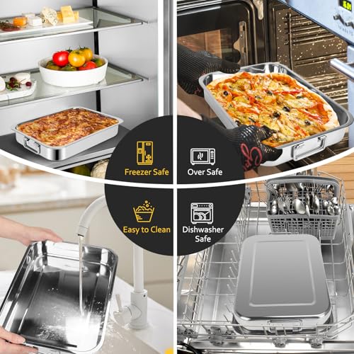 15.5" Stainless Steel Roasting Pans with Handles (15.5")