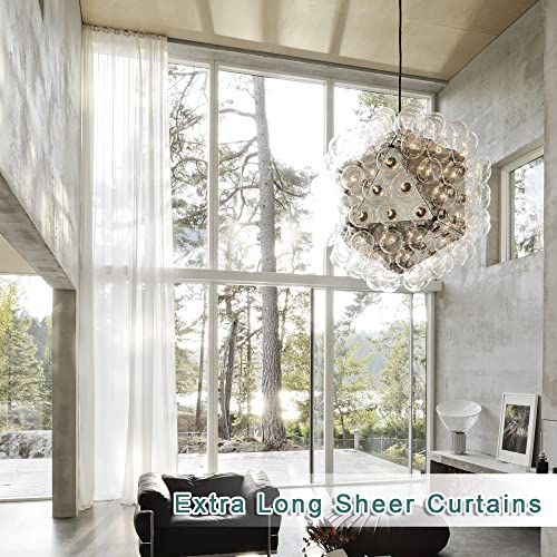 Extra Long White Sheer Curtains 144 inch 2 Panels Set (White / 42"W x 144"L (Pack of 2))