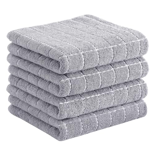 100% Cotton Terry Kitchen Towels (Light Grey / 13 X 28 - 4 Pack)