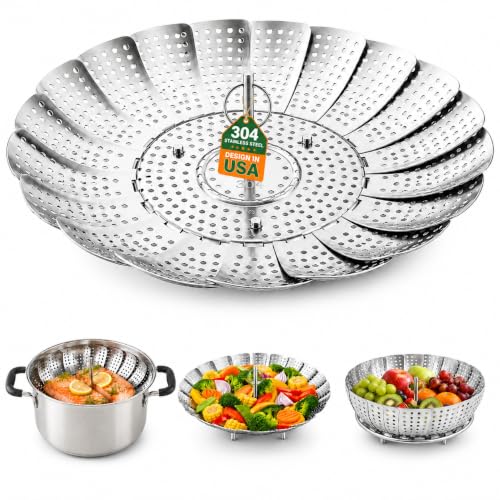 304 Expandable Collapsible Vegetable Steamer Basket for Pot (Small (5.5" to 8.7"))