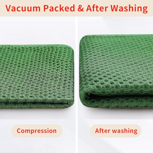 100% Cotton Waffle Weave Kitchen Dish Towels 12 (Grass Green / 13 X 28 - 12 Pack)