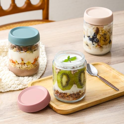 12 pack 16oz Glass jars with Airtight Lids (Multicolor-12pack-16oz)