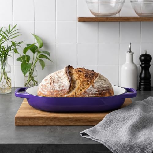 Enameled Cast Iron Dutch Oven Pot with Dome Lid (Purple)