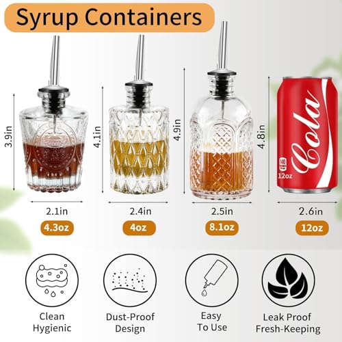 Syrup Bottle Set of 3 (Clear 3 pack)