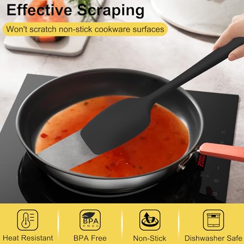 4 Pcs Silicone Spoon Spatula Set (Black)