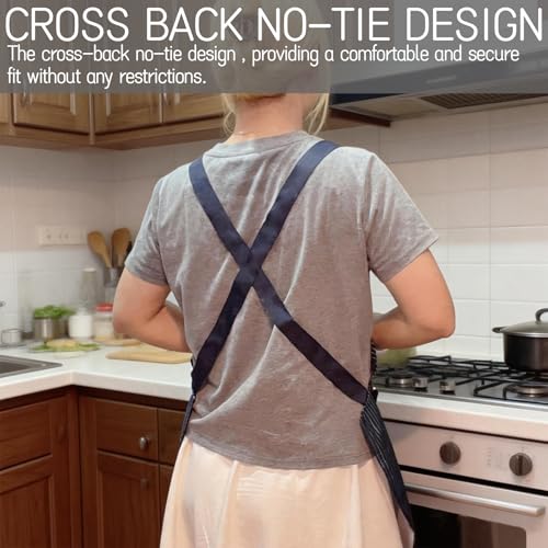 Kitchen Apron with Pockets and Hand Towels (Black)