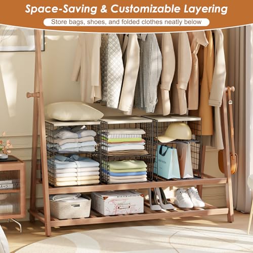 4 Tier Stackable Closet Organizers and Storage (Black-4 Tier)