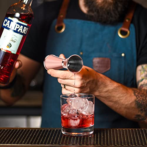 Double Cocktail Jigger for Bartending (Rolled Edge-1oz/2oz-1PC / Rose Gold)