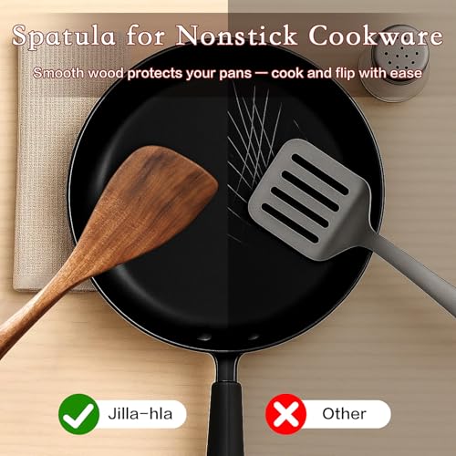 Wooden Spatula Nonstick Turner Acacia Wood (12 Inch / Brown)