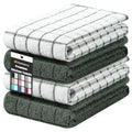 Large Premium Cotton Kitchen Towels 16"x 28" (Dark Green / 16" X 28" - 4 Pack)