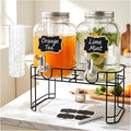 1 Gallon Beverage Dispenser with stand (Silver-Plastic Faucet)