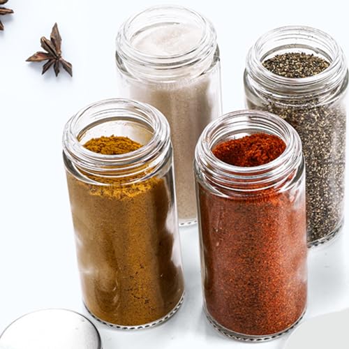 12 Pack Round Spice Bottles 3oz Glass Spice Jars with Silver Metal Lids