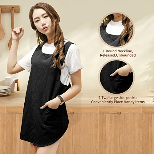 Shortened Design Apron (1# Style-rounded Edge / Black)
