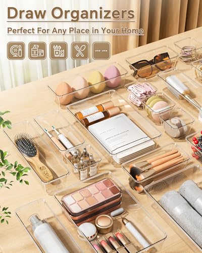 25 PCS Plastic Drawer Organizers Set (Clear)