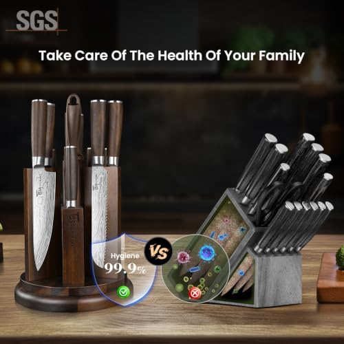 14 Piece Kitchen Knife Set with Magnetic Block (14 Piece with Rotatable Block)
