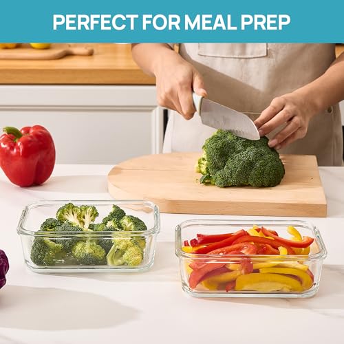 2Pack 30oz Meal Prep Container Glass with Lids (Grey / 2pk30oz)