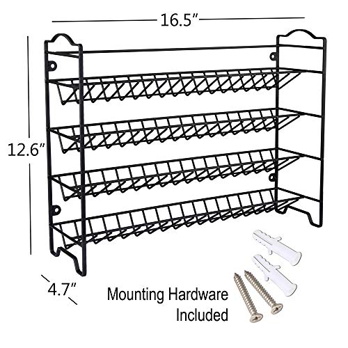 Spice Rack Organizer with 36 Spice Jars 4 oz (Black)