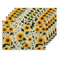 Waterproof Linen Table Mats Set of 6 (Summer Sunflower)