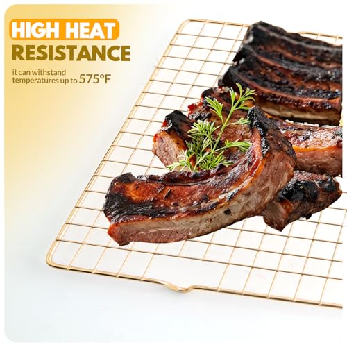 2 PCS Cooling Racks for Cooking and Baking (10‘’x15‘’-Gold)