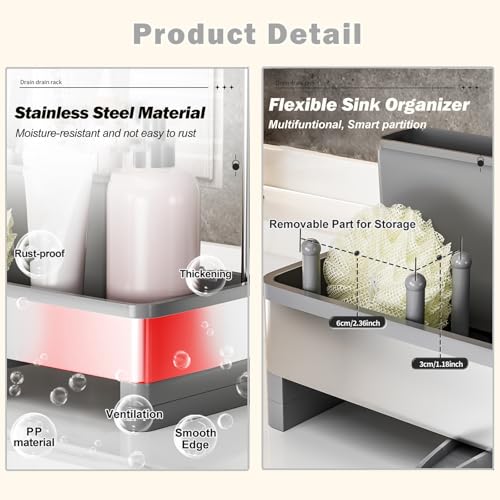 Sponge Holder for Kitchen Sink (Grey)