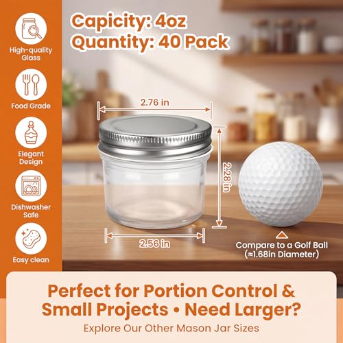 40 Pack 4oz Glass Jars With Silver Lids (4oz - Silver Lid)