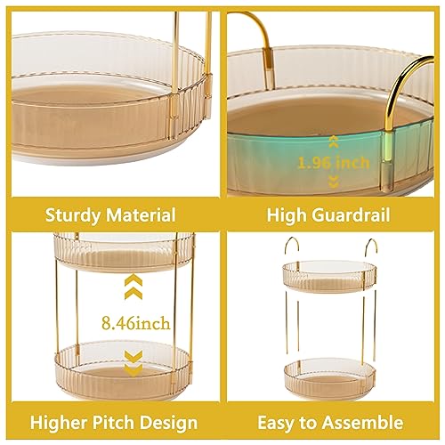 360 Rotating Gold Makeup Organizer (Gold / 2 Tier)