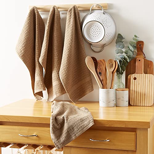 Basic Terry Collection Waffle Dishtowel Set (Solid Stone / 15x26")