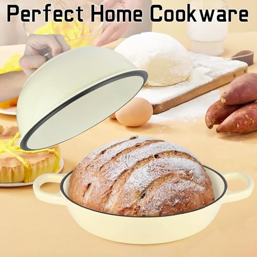 Enameled Cast Iron Bread Oven Dutch Oven Pot with Lid Beige (Beige / 6QT)