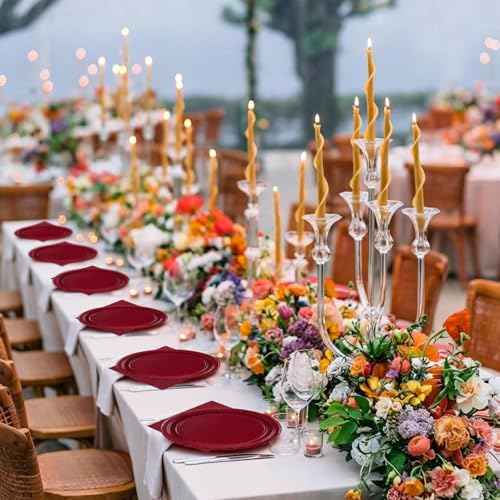 50PCS Burgundy Paper Plates and Napkins Party Decorations