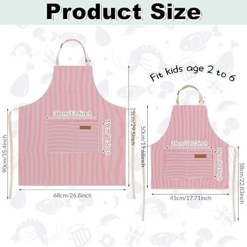 4 Pack Parent and Child Aprons Set (Blue+pink)