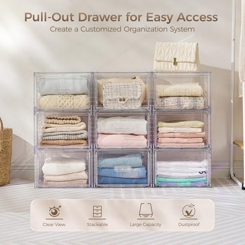 6 Pack Clear Stackable Storage Bins 15QT (Medium)