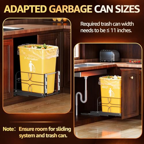 Pull Out Trash Can Under Cabinet (Black / Single)