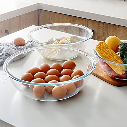 Glass Mixing Bowl Set with Airtight Lids for Kitchen Baking Prepping (Set of 4 with Lids)