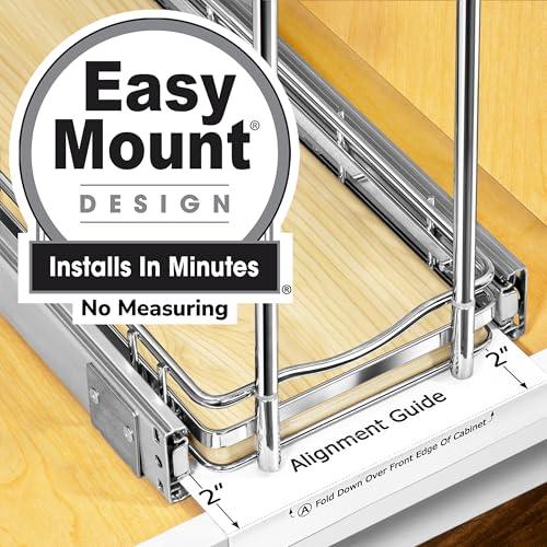 LYNK Élite 3 Tier Spice Rack Organizer Cabinet (Wood / 6" x 21" - 3 Tier)