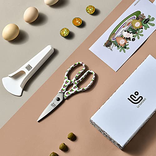 Kitchen Scissors Heavy Duty Kitchen Shears with Magnetic Holder Made with Japanese Steel 4034 (White/Chili)
