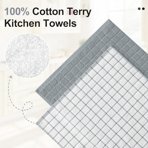 Premium Cotton Kitchen Dish Cloths 12"x 12" (Grey / 12" X 12" - 6 Pack)