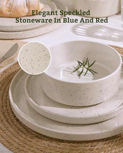 Nebula 16 Piece Dinnerware Set with Pasta Bowls (Creamy White with Colorful Speckles / Service for 4 (Include Pasta Bowls))