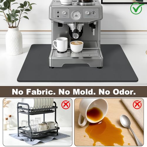 Coffee Mat Absorbent Dish Drying Mat for Kitchen Counter (Dark Grey / 16" x 24")