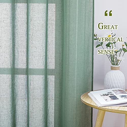 Semi Sheer Short Curtains for Small Window (52"W x 45"L (Pack of 2) / Olive Green)