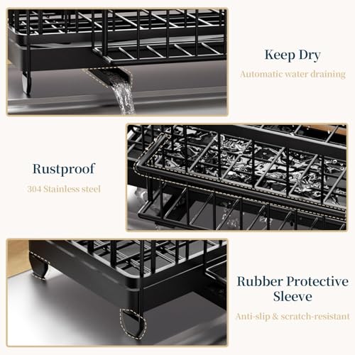 Sponge Holder for Kitchen Sink (Black / Large)