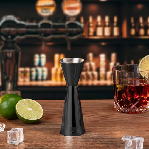 Double Cocktail Jigger for Bartending (Flat Edge-1oz/2oz-1PC / Black)