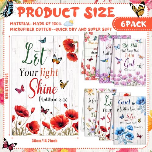 6 Pcs Christian Kitchen Towels (Christian Floral)